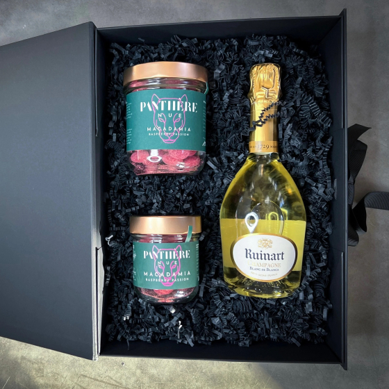Geschenkset "Champagner Ruinart  Blanc de Blancs 0,375l & 2x Macadamia " G1137_04 