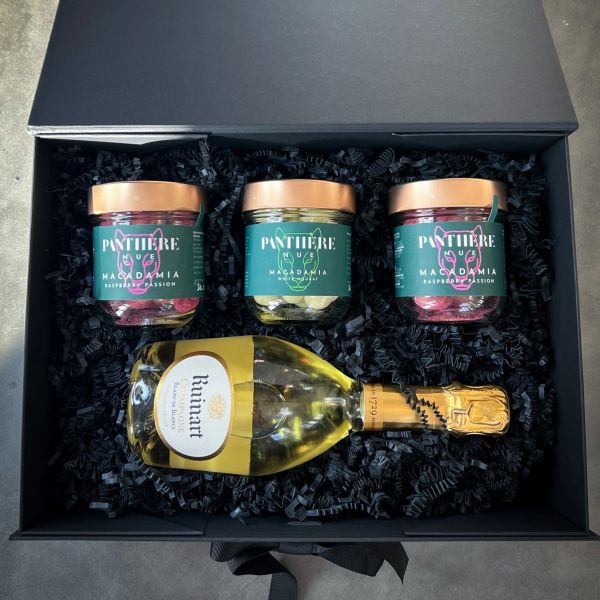 Geschenkset "Champagner Ruinart Blanc de Blancs 0,375l & 3x Macadamia " G1137_03