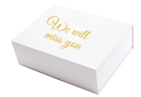 Geschenkbox "We will miss you " versch. Farben und Größen Geschenkbox "We will miss you " versch. Farben und Größen