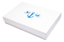Stülpfaltschachtel  "Anker" 33x22x6/4 cm blau