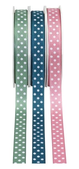 Geschenkband Weihnachtsmotiv Waren" versch. Farben 1,5 cm Breite 2207WST15