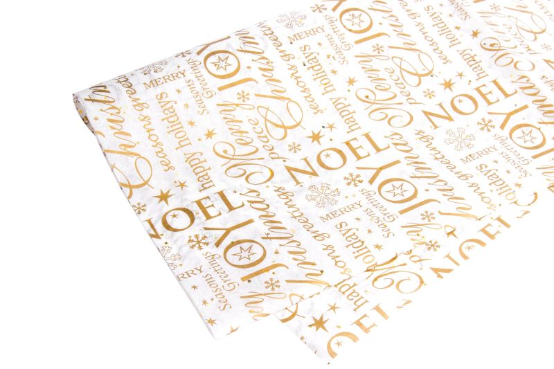 Seidenpapier Weihnachtsmotiv "Fulda" weiß Streudruck gold  50x76 cm 2107M50-1044 