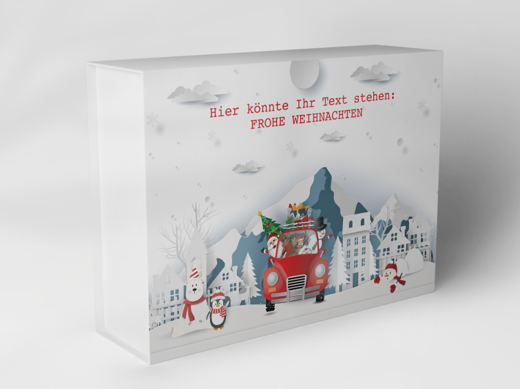 Geschenkbox "Weihnachtsdorf mit Rentierwagen" 1007_08_0069 