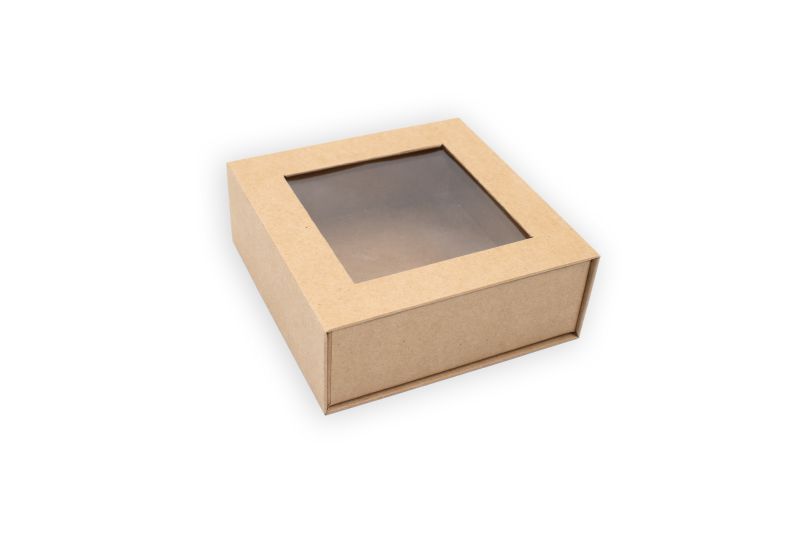 Magnetbox mit Sichtfenster, aufgestellt, Naturmaterial, 14x14x5 cm Auslaufartikel! 1007MB14-013