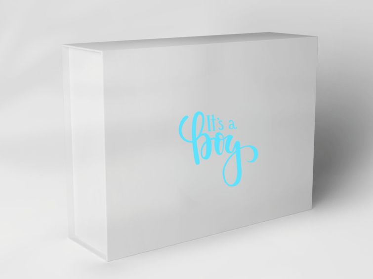 Geschenkbox "Blaue Babyparty Schrift" 1007M11_ 