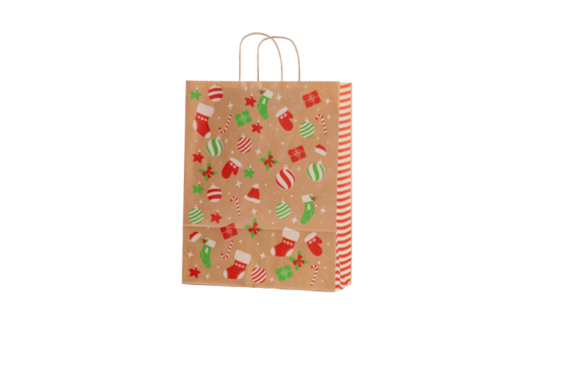 Papier-Tragetaschen Weihnachtsmotiv "Weihnachtsfreude" versch. Größen, gedrehte Papierkordel 3707WF 