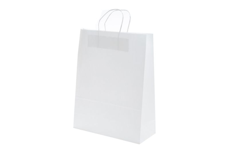 Papier-Tragetasche "Manchester"  versch. Größen, weiß und braun, gedrehte Papierkordel 3707PK 