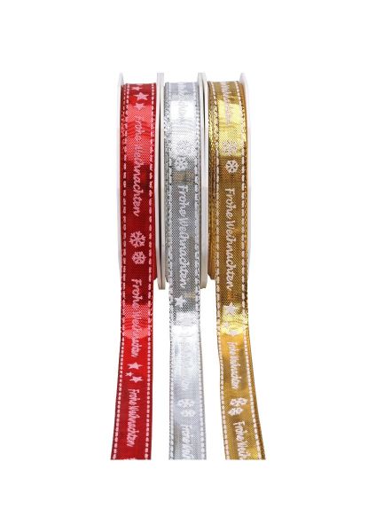 Geschenkband Weihnachtsmotiv "Dahlen" mit Drahtkante versch. Farben 1,5 cm Breite 2207W15 Geschenkband Weihnachtsmotiv "Dahlen" mit Drahtkante versch. Farben 1,5 cm Breite 2207W15