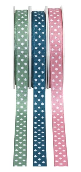 Geschenkband Weihnachtsmotiv  Waren" versch. Farben 1,5 cm Breite 2207WST15 
