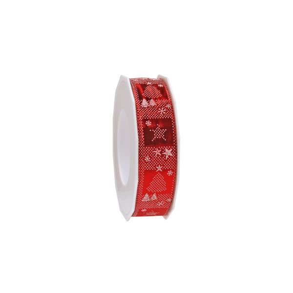 Geschenkband Weihnachtsmotiv "Erlangen" mit Drahtkante versch. Farben, 2,5 cm Breite 2207J25 