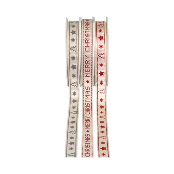 Geschenkband Weihnachtsmotiv "Würzburg" rot, 1,5 cm Breite Auslaufartikel! 2207WW15 