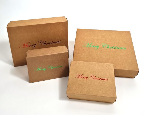 Geschenkbox, Faltschachtel Weihnachtsmotiv "Cham" 15x11x5 cm, Naturpapier, farbige Prägung 5105WC 