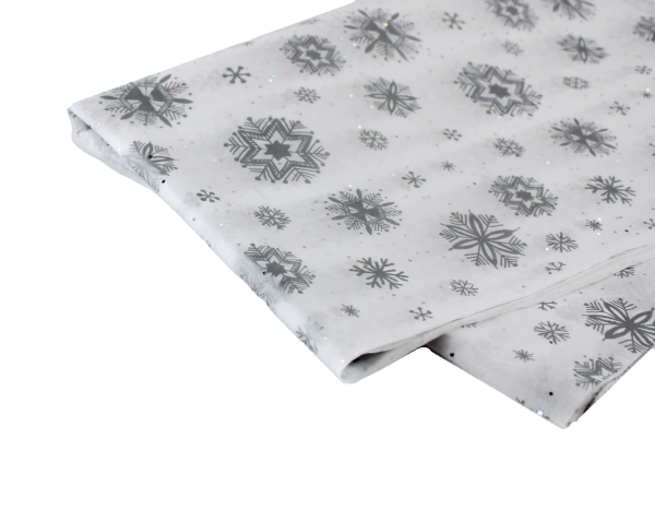 Seidenpapier Weihnachtsmotiv "Binz" weiß Streudruck silber Schneeflocke 50x76 cm 2107M50-056 Seidenpapier Weihnachtsmotiv "Binz" weiß Streudruck silber Schneeflocke 50x76 cm 2107M50-056