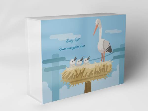 Geschenkbox "Storch mit Nest und Küken" 1007_01_0047 