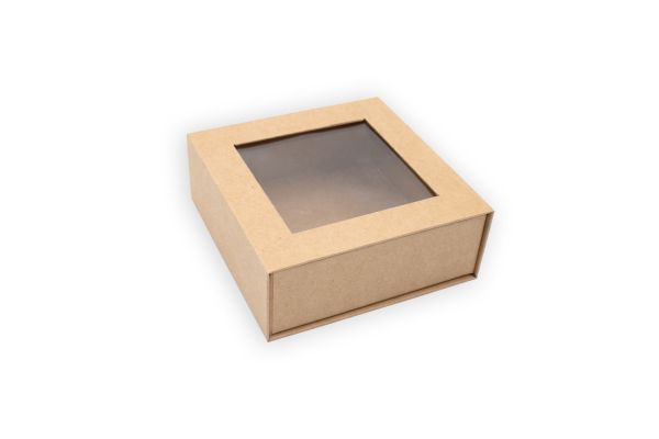 Magnetbox mit Sichtfenster, aufgestellt, Naturmaterial, 14x14x5 cm Auslaufartikel! 1007MB14-013 