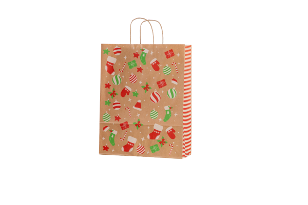 Papier-Tragetaschen Weihnachtsmotiv "Weihnachtsfreude" versch. Größen, gedrehte Papierkordel 3707WF 