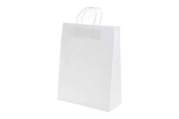 Papier-Tragetasche "Manchester" versch. Größen, weiß und braun, gedrehte Papierkordel 3707PK Papier-Tragetasche "Manchester" versch. Größen, weiß und braun, gedrehte Papierkordel 3707PK
